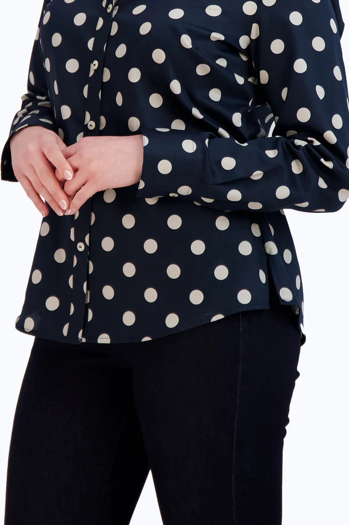 Mary Non-Iron Coin Dot Shirt | Black