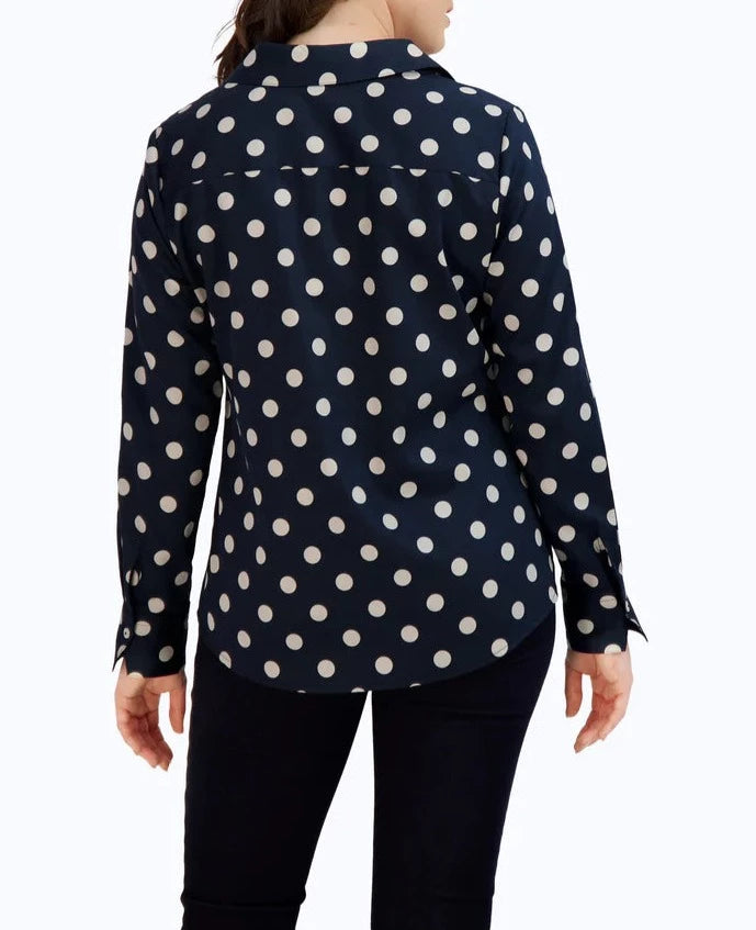 Mary Non-Iron Coin Dot Shirt | Black