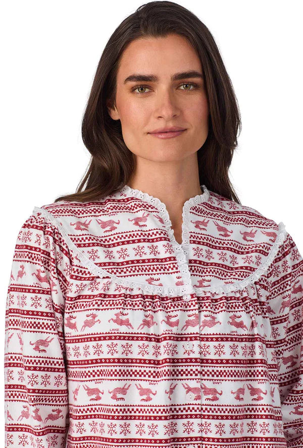 Red Fair Isle Flannel Gown