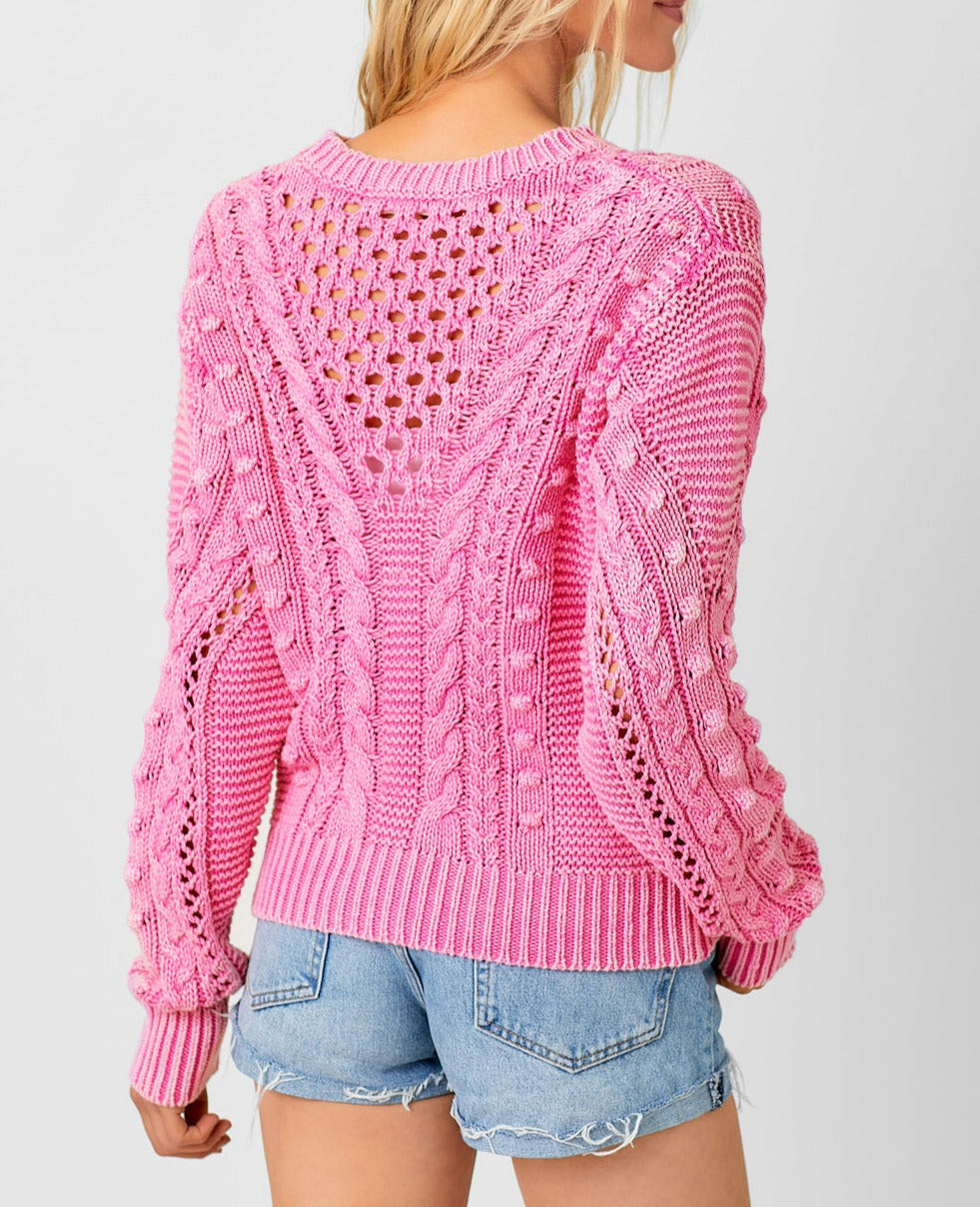Cable Weave Washed Sweater | Washberry