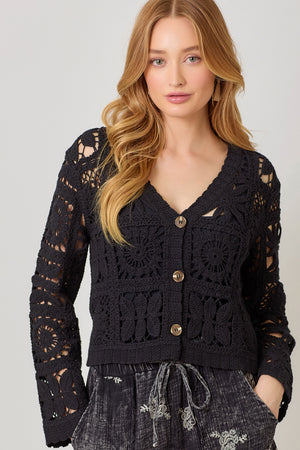 Crochet Button Up Cardigan