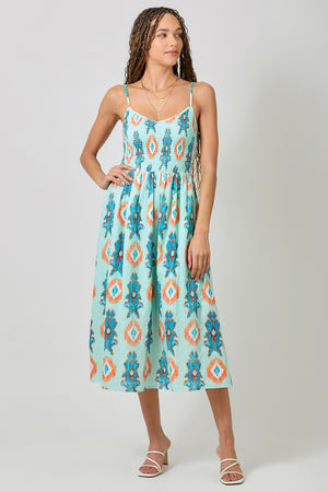 Printed Double Gauze Smocked Dress