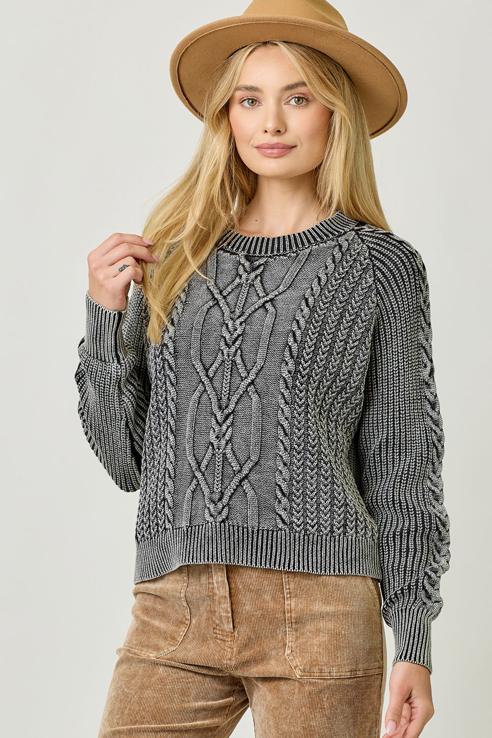 Washed Cable Sweater