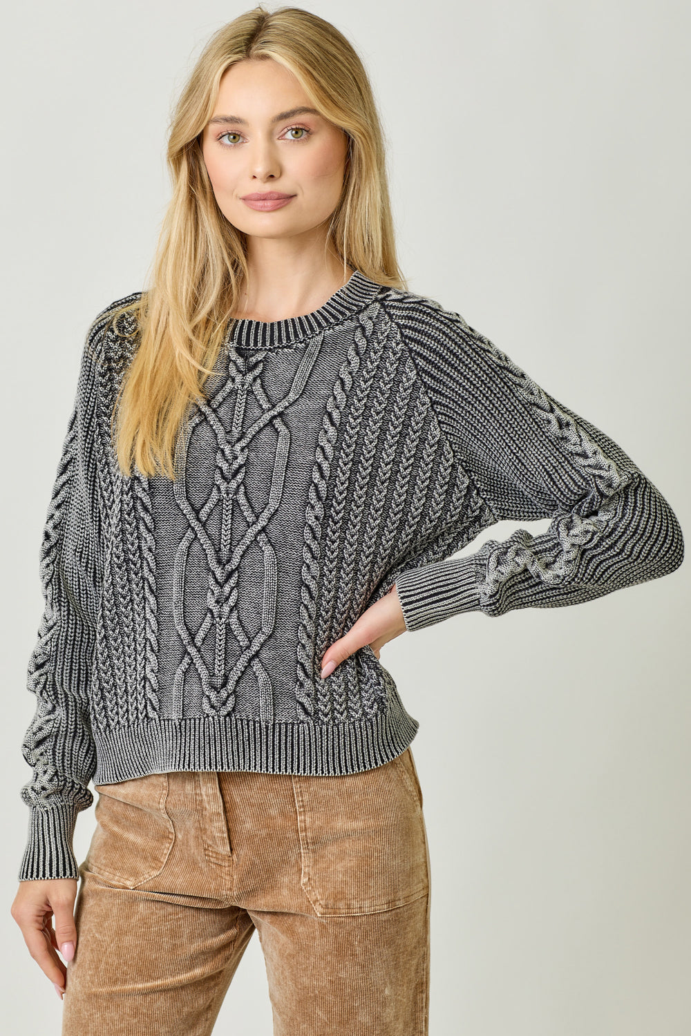 Washed Cable Sweater