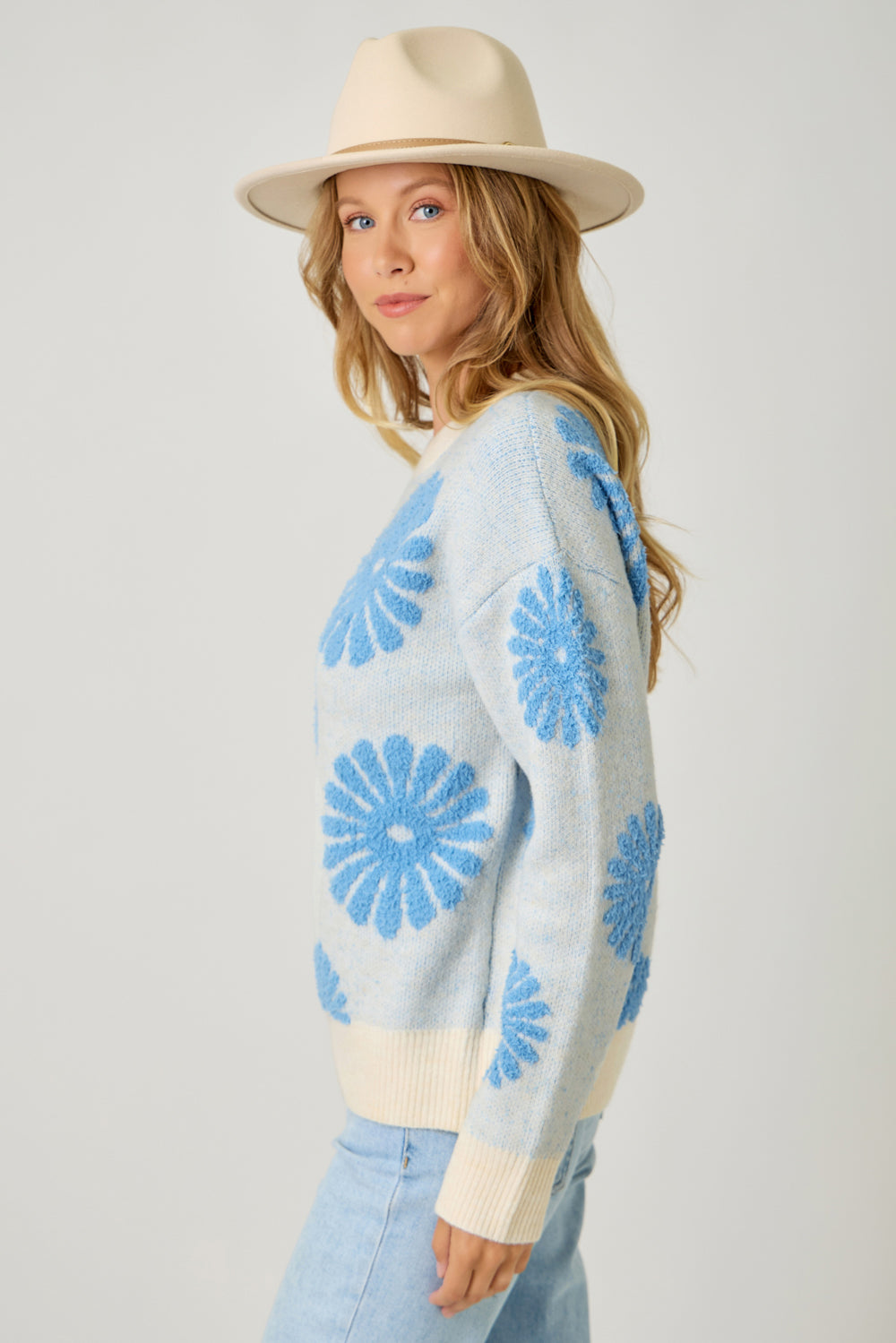 Floral Flocked Sweater