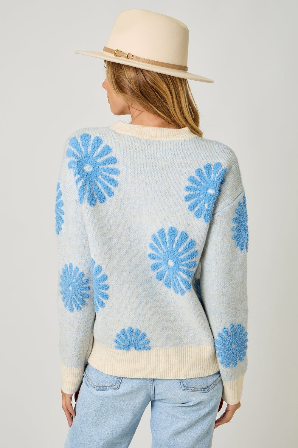 Floral Flocked Sweater