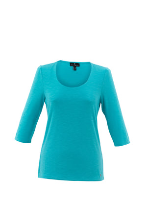 3/4 Sleeve Scoop Knit Tee | Aqua