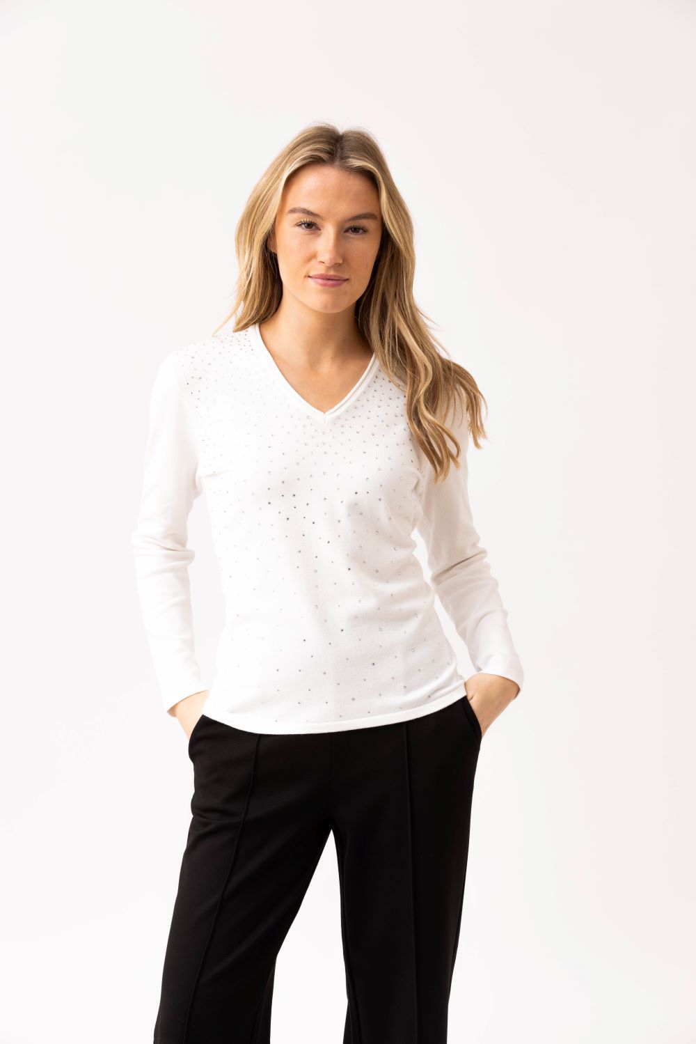 Long Sleeve V-Neck Sparkle Sweater