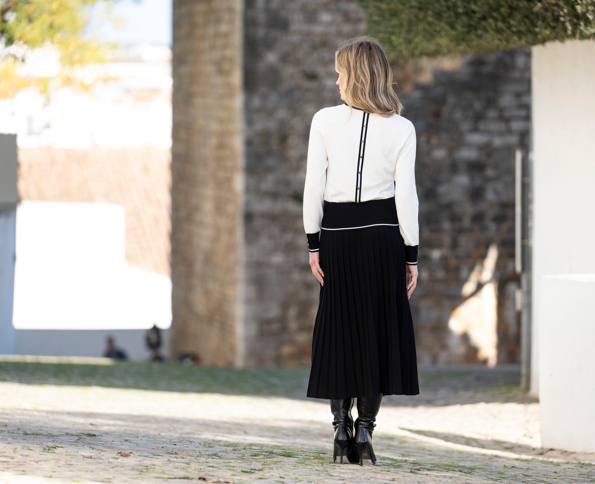 Mid Length Pleated Skirt