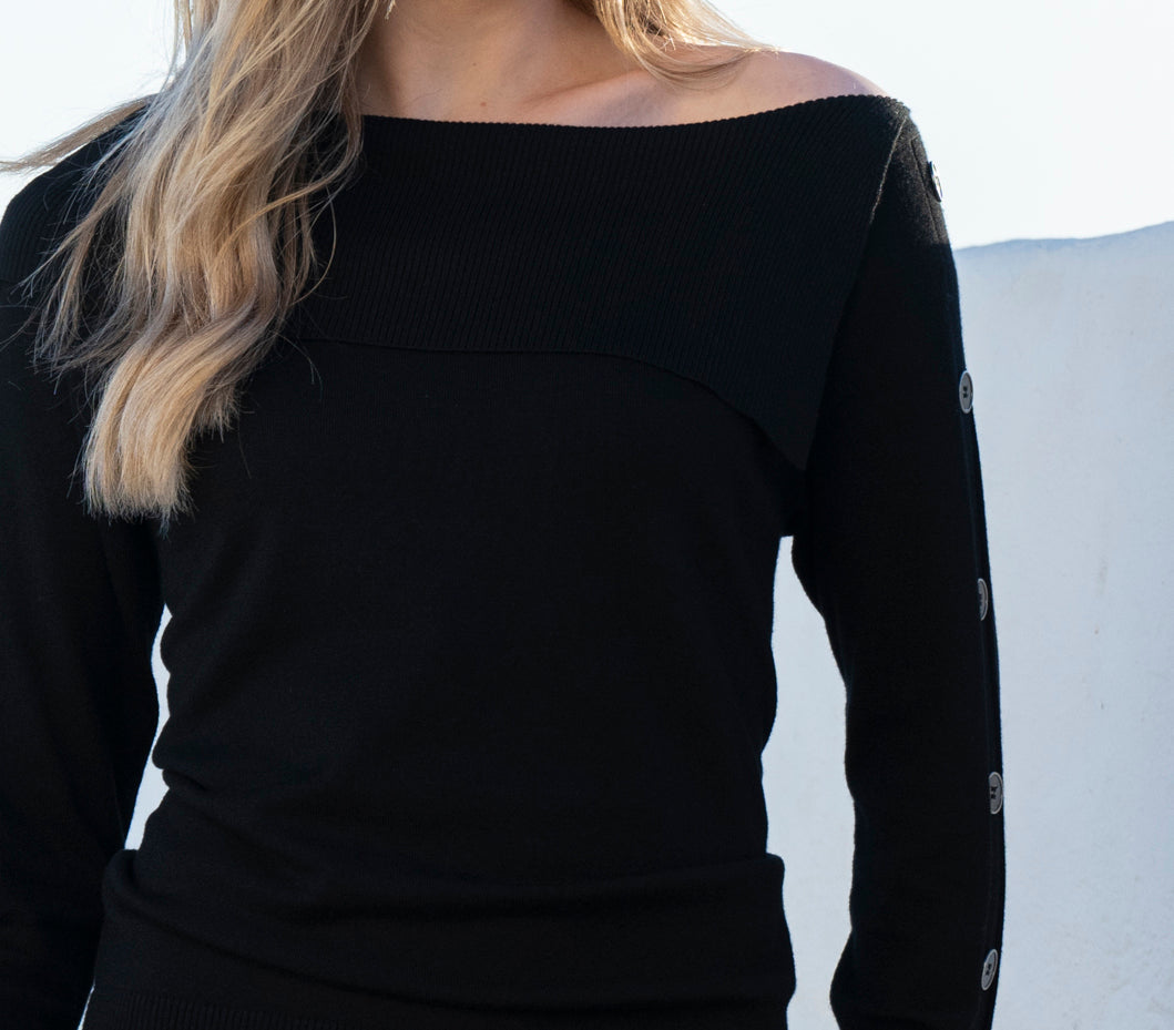 Button Shoulder Sweater