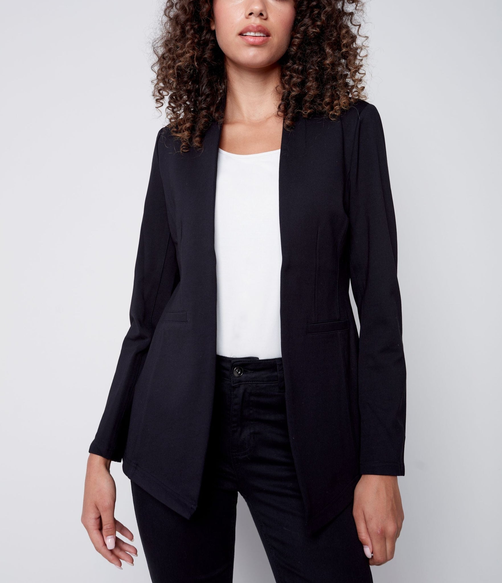 Collarless Blazer | Black