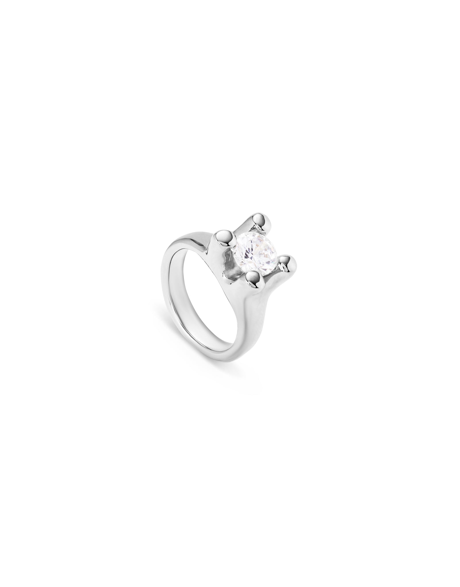 Sterling silver-plated ring with white cubic zirconia