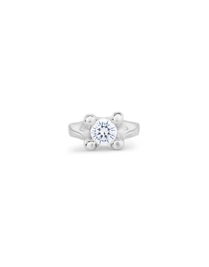 Sterling silver-plated ring with white cubic zirconia