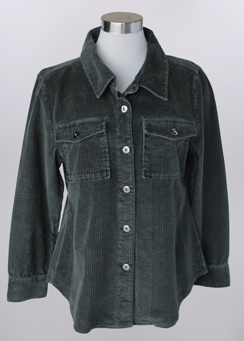 Corduroy Button Front Shirt Jacket