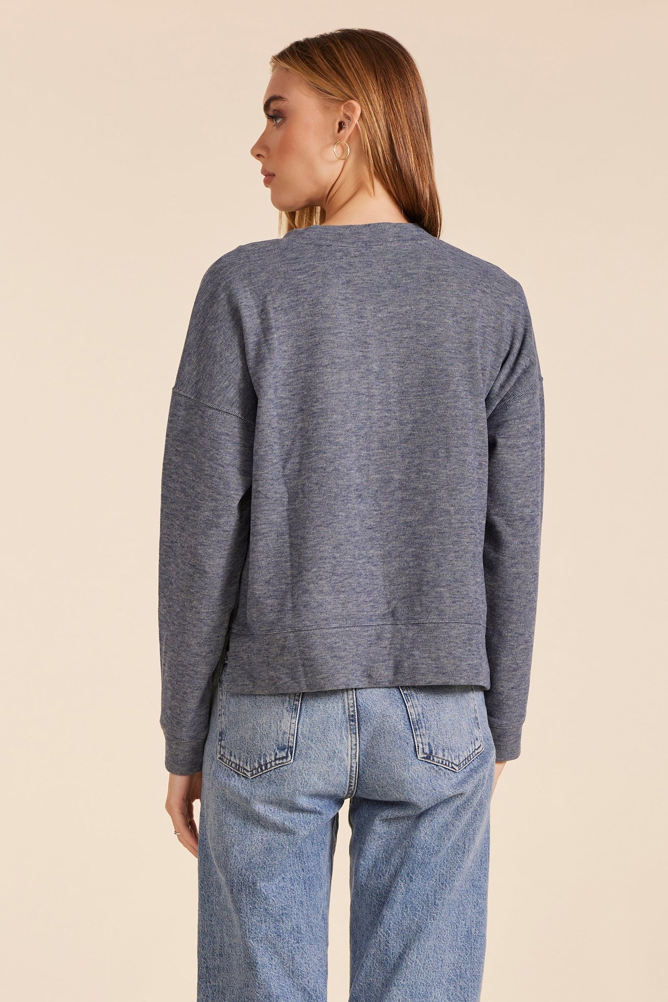 Long Sleeve Boxy Henley Sweatshirt