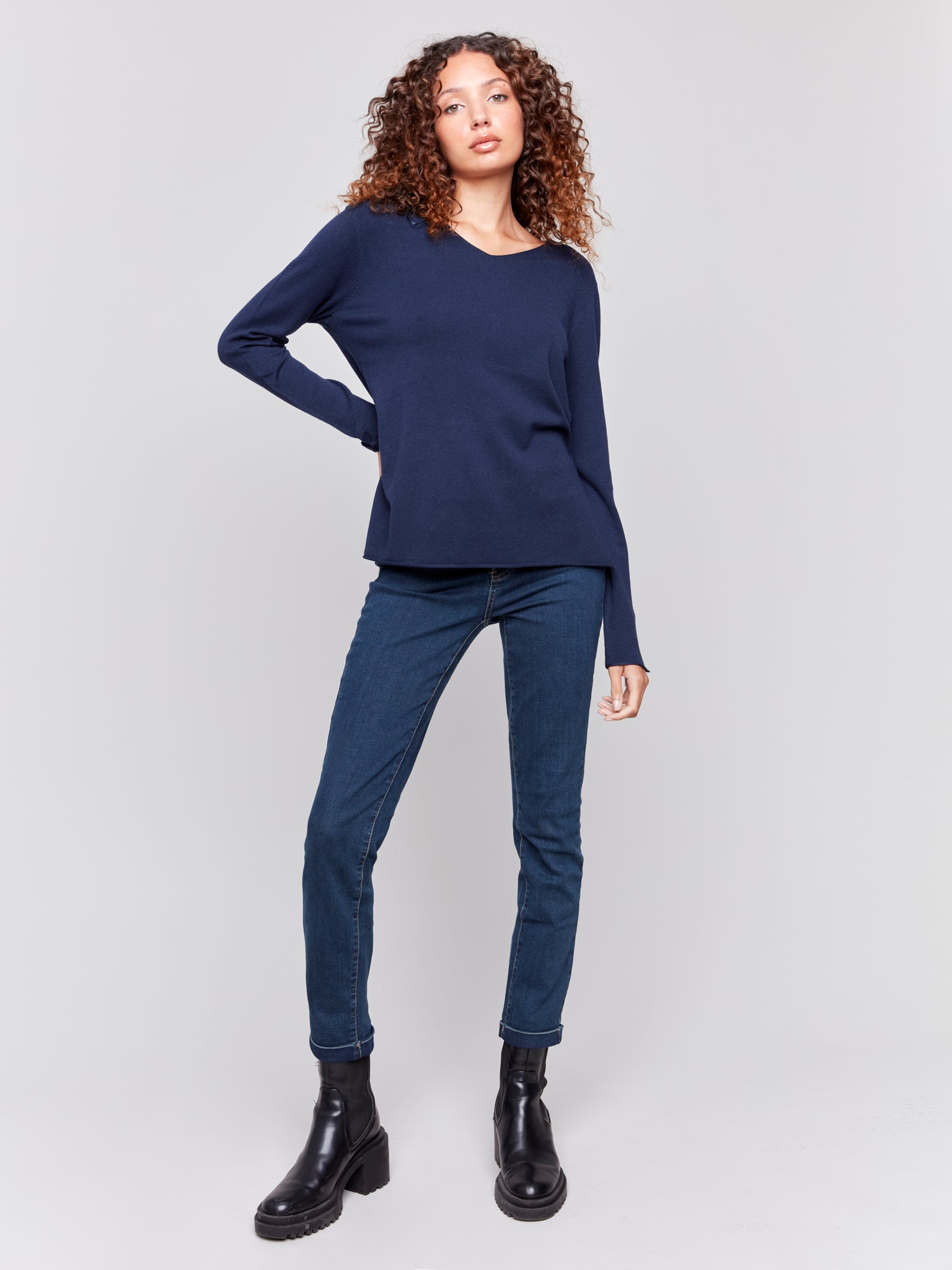 Solid Basic V-Neck Sweater