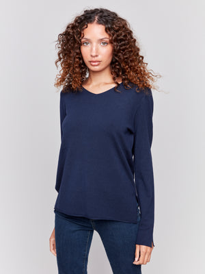 Solid Basic V-Neck Sweater