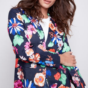 Printed Linen Blazer | Gardenia