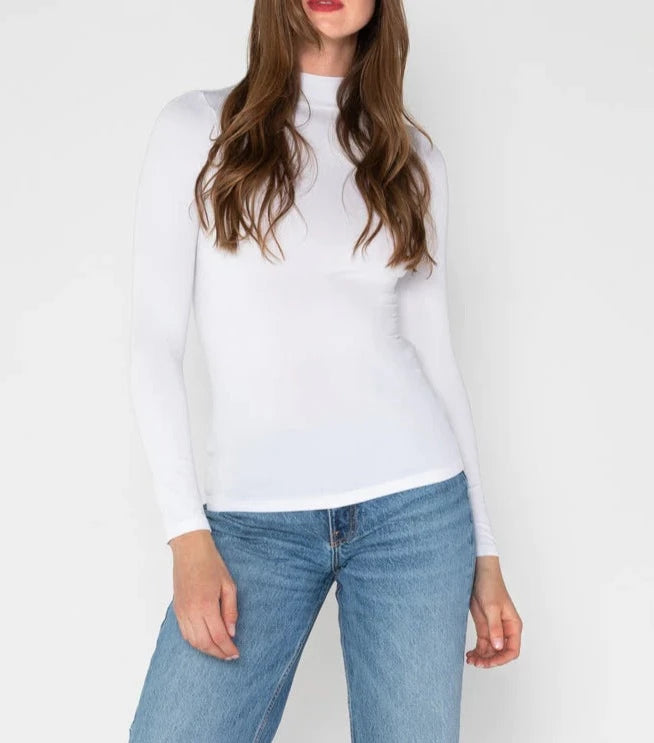 Bamboo Mock Neck Top | White