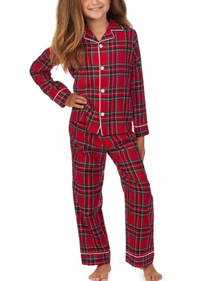 Unisex Kids Pajama Set | Red Tartan