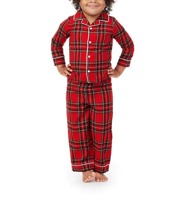 Unisex Kids Pajama Set | Red Tartan