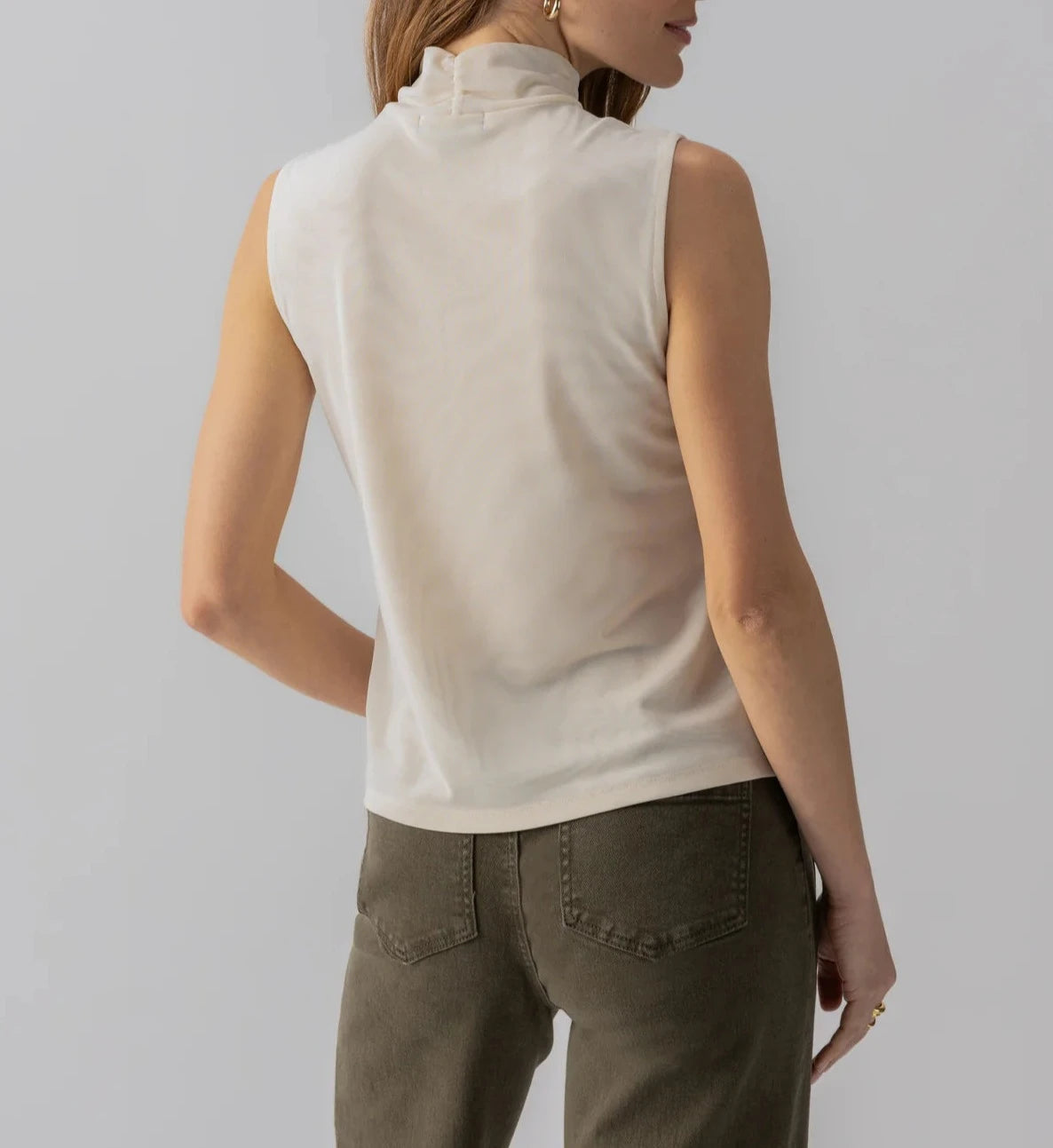 Shirred Neck Mesh Tank | Birch