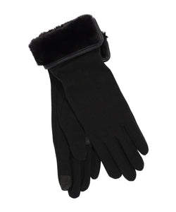 Comfort Stretch Fold Down Faux Fur Cuff Gloves