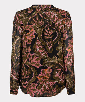 V-Neck Global Flower Blouse