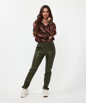 V-Neck Global Flower Blouse