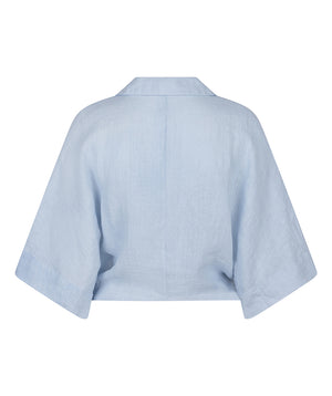 Tie Linen Top | Light Blue