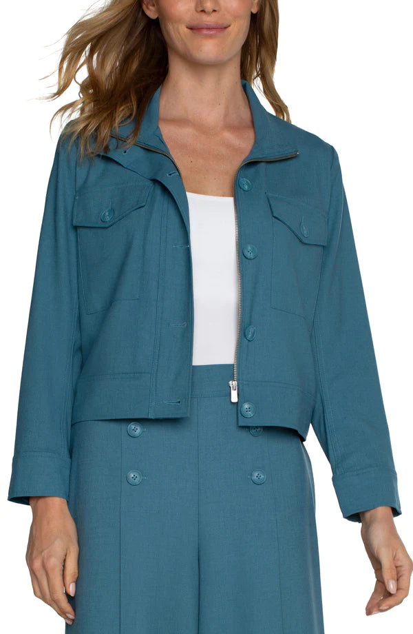 UTILITY CROP JACKET | Ocean Blue