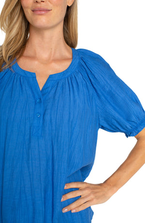 Short Sleeve Half Placket Blouse