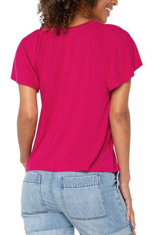 Flutter Short Sleeve V-Neck Top