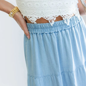 Lyocell Tiered Skirt with Scrunchie Waist