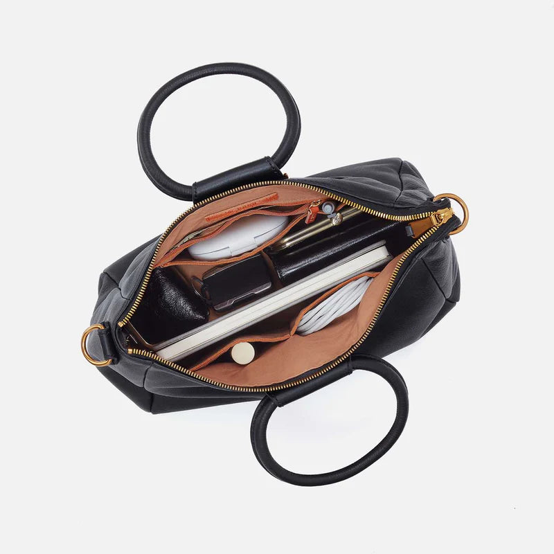 Sheila Medium Satchel in Pebbled Black