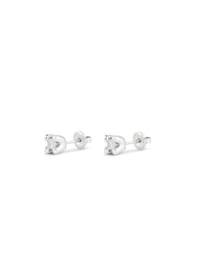 Sterling silver-plated earrings with white cubic zirconia