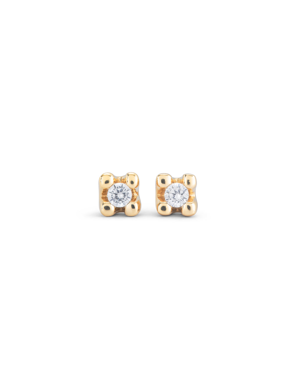Sterling silver-plated 18K gold-plated earrings with white cubic zirconia