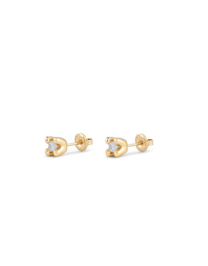 Sterling silver-plated 18K gold-plated earrings with white cubic zirconia