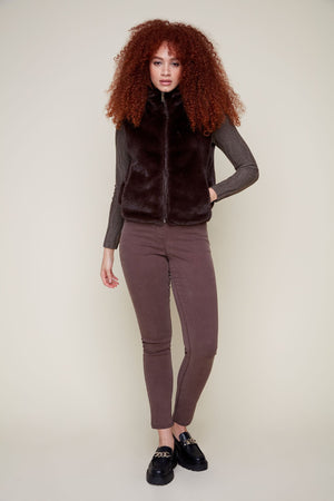 Short Faux Fur Zip Up Vest