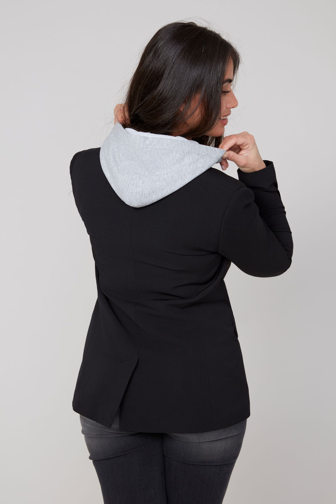 Long Sleeve Zip Out Hooded Blazer