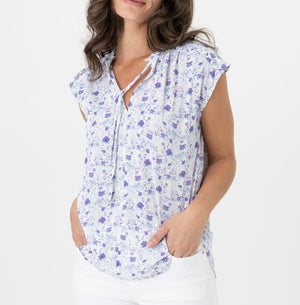 Sleeveless Floral Blouse | Lavender