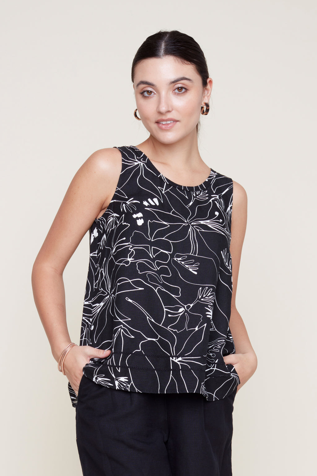 Printed Linen Tank