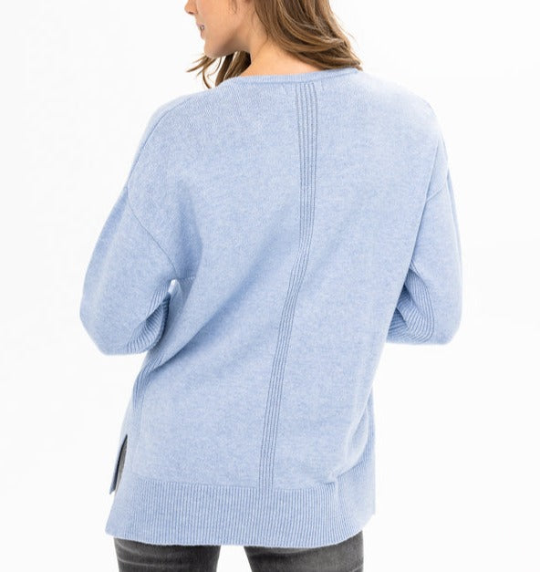 V- Neck Sweater With Pocket | Cloud