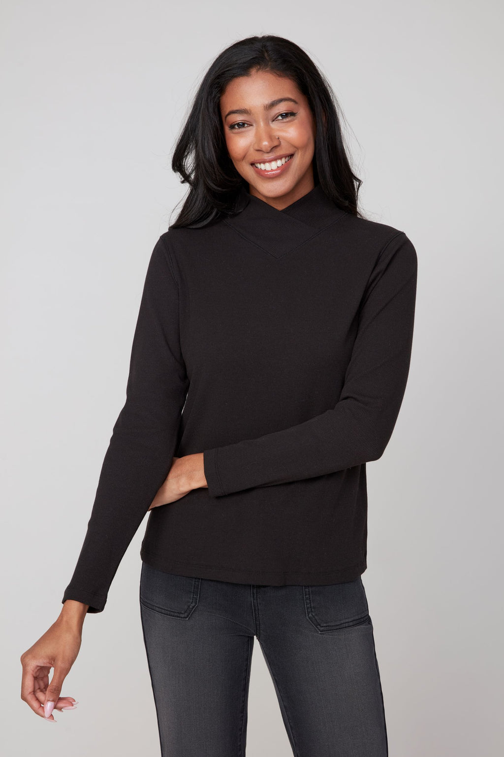Comfy Rib Mock Neck Top