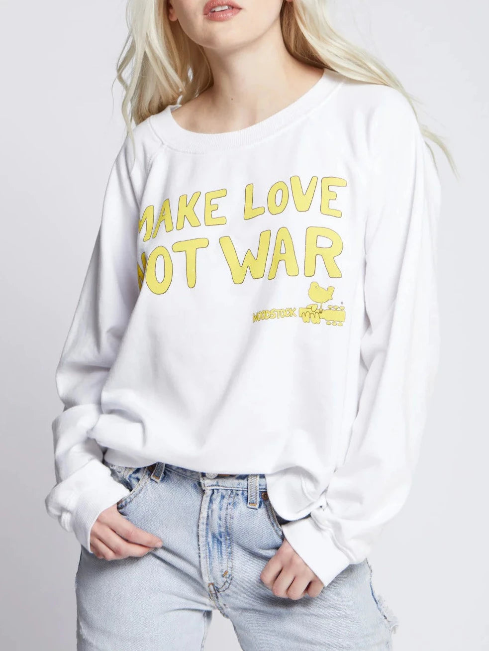 Woodstock Make Love Not War Sweatshirt | White