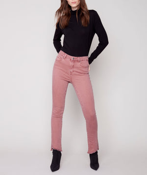 Raw Hem Flare Pants | Raspberry