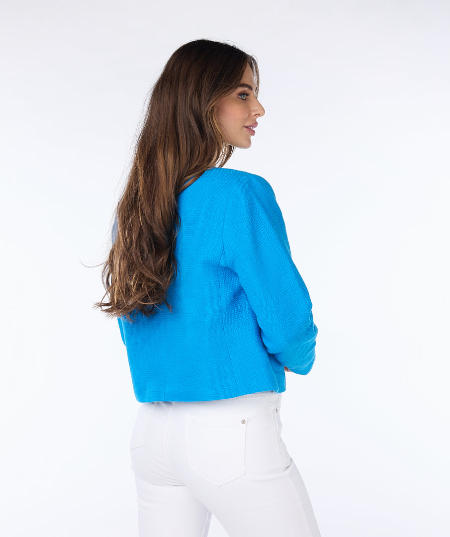 Textured Collarless Crop Jacket