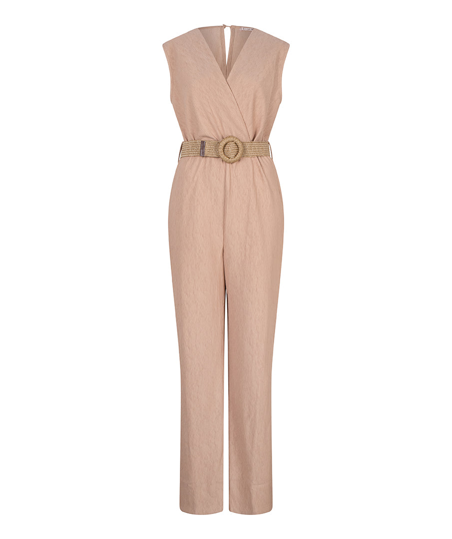 Sleeveless Wrap Textured Jumpsuit