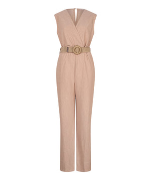 Sleeveless Wrap Textured Jumpsuit