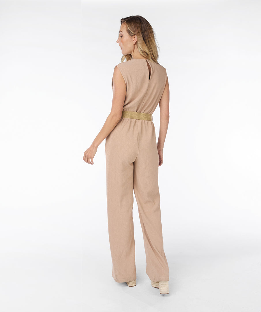 Sleeveless Wrap Textured Jumpsuit